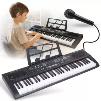 MQ 603 UFB 61-Key kaasaskantav elektrooniline klaviatuur, 200 tooni, 200 rütmi, LCD-ekraan, salvestus, õppimisfunktsioonid, mikrofoni sisend, USB MP3 taasesitus ja toiteadapter - must