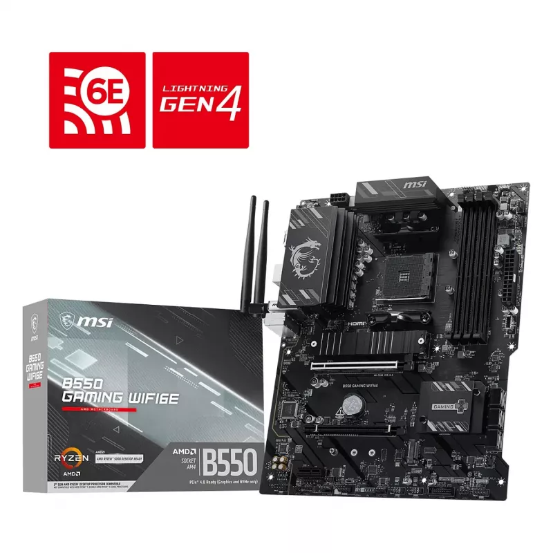MSI B550 GAMING WIFI6E Motherboard - AMD B550, Socket AM4, ATX, DDR4, Wi-Fi 6E