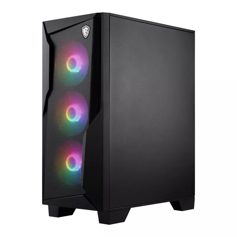 MSI MAG FORGE 130A Airflow ATX Mid-Tower mängukorpus - must, karastatud klaas, 4x ARGB ventilaatorit