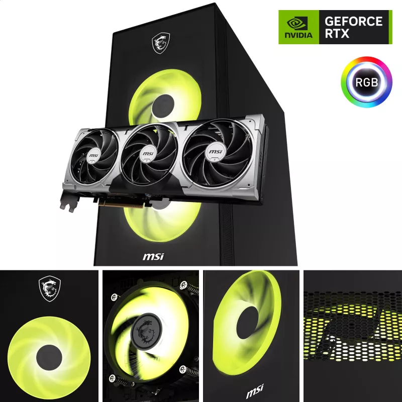 MSI MAG Infinite S AI 2nd Gaming Desktop - Intel Core i5-14400F, RTX 4060, 16GB DDR5, 1TB SSD, Windows 11 Home, Must/Läbipaistev