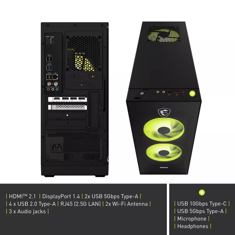 MSI MAG Infinite S AI 2NVM7-002AT Desktop PC (Must/Läbipaistev, Windows 11 Home)