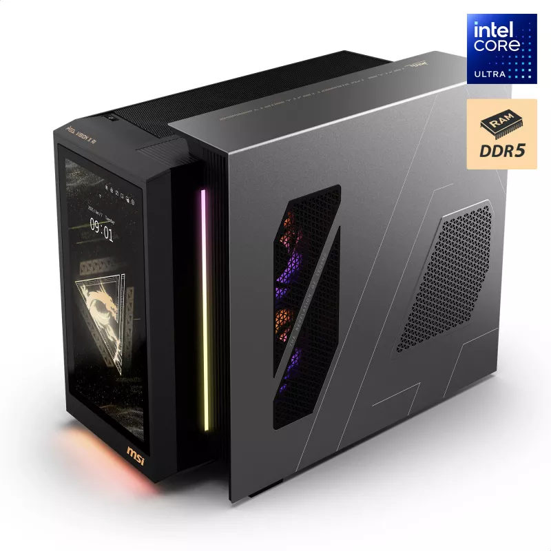 MSI MEG Vision X AI 2NVV9-285AT Lauaarvuti (Must/Läbipaistev, Windows 11 Home)