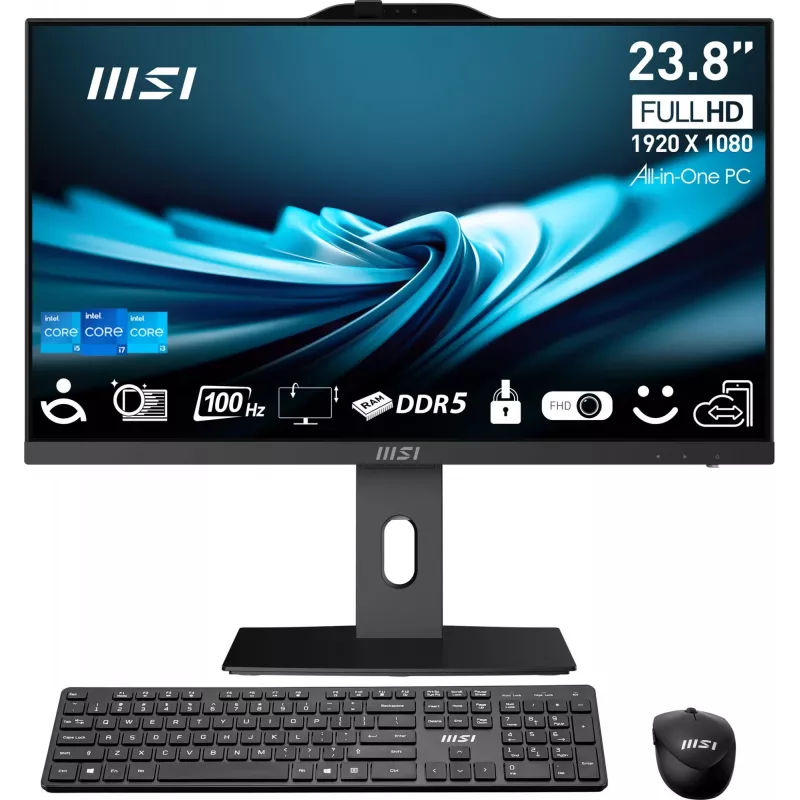 MSI PRO AP242P 14M-1096XEU All-in-One arvuti, 23,8 tolli FHD IPS, Intel Core i7-14700, 16GB muutmälu, 1TB SSD, Wi-Fi 6E, ilma OS-ita, must