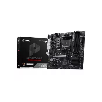 MSI PRO B550M-P emaplaat, AMD AM4, B550, Micro-ATX, 4x DDR4, 128GB max, Dual M.2, Gigabit LAN