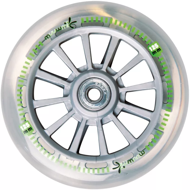 MUUWMI AU 102 Alumiiniumist Tõukeratas Neon 125 mm LED-valgustuvate Ratastega, Kokkupandav, ABEC 5 Laagrid, Max 50 kg, Neoonroheline/Must