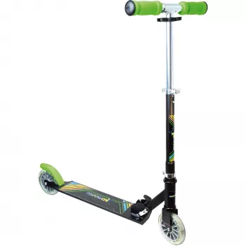 MUUWMI AU 102 Alumiiniumist Tõukeratas Neon 125 mm LED-valgustuvate Ratastega, Kokkupandav, ABEC 5 Laagrid, Max 50 kg, Neoonroheline/Must