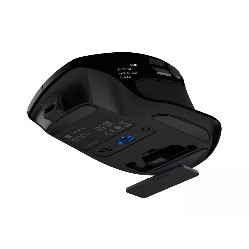 Natec Jaguar Pro juhtmeeta mängurihiir, 2,4 GHz + Bluetooth, 4000 DPI, must