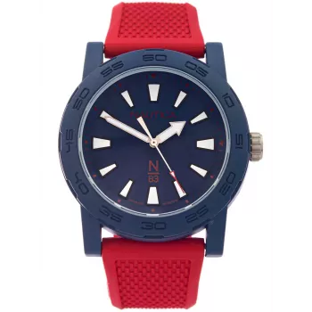 Nautica Atlantic Men's Quartz Analog Watch NAPATF204 Blue Dial Blue Silicone Strap 42.5mm