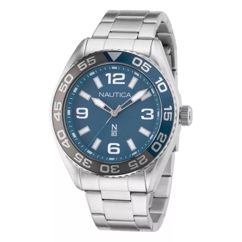 Nautica Men's Quartz Analog Watch NAPFWS307 44mm Blue Dial Blue Silicone Strap