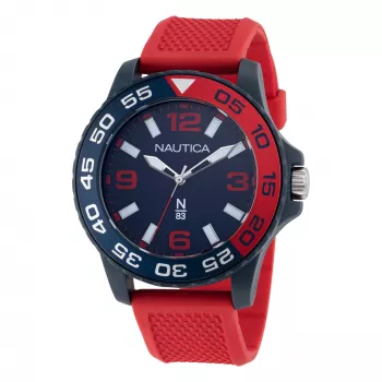 Nautica meeste kvartskell NAPFWS303 45mm roostevabast terasest musta numbrilauga silikoonrihm