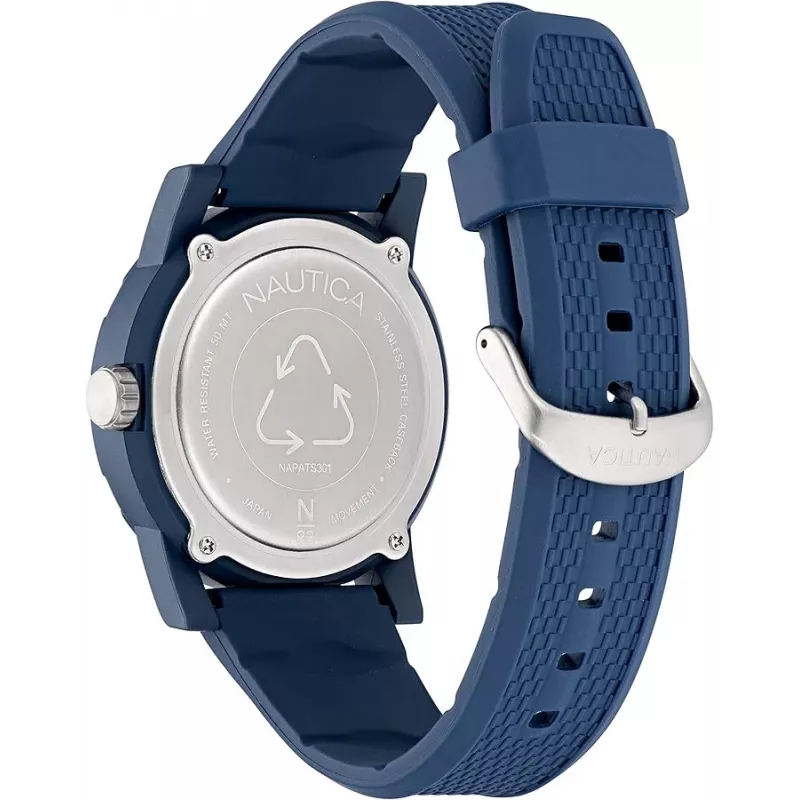 Nautica NAPATS301 meeste kvarts-analoogkell 42,5mm sinise numbrilaud ja silikoonrihmaga