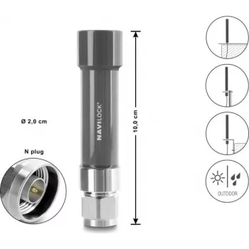 Navilock GNSS antenn N-pistikühendus 18 dB aktiivne välistingimustesse hall 10 cm (60738)