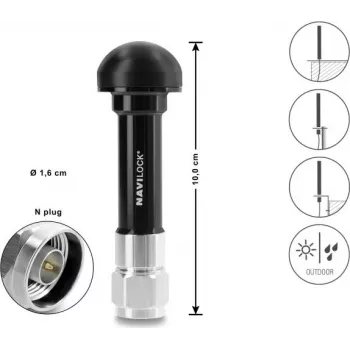 Navilock GNSS antenn N-pistik 28 dB aktiivne väliantenn must 10 cm (60763)