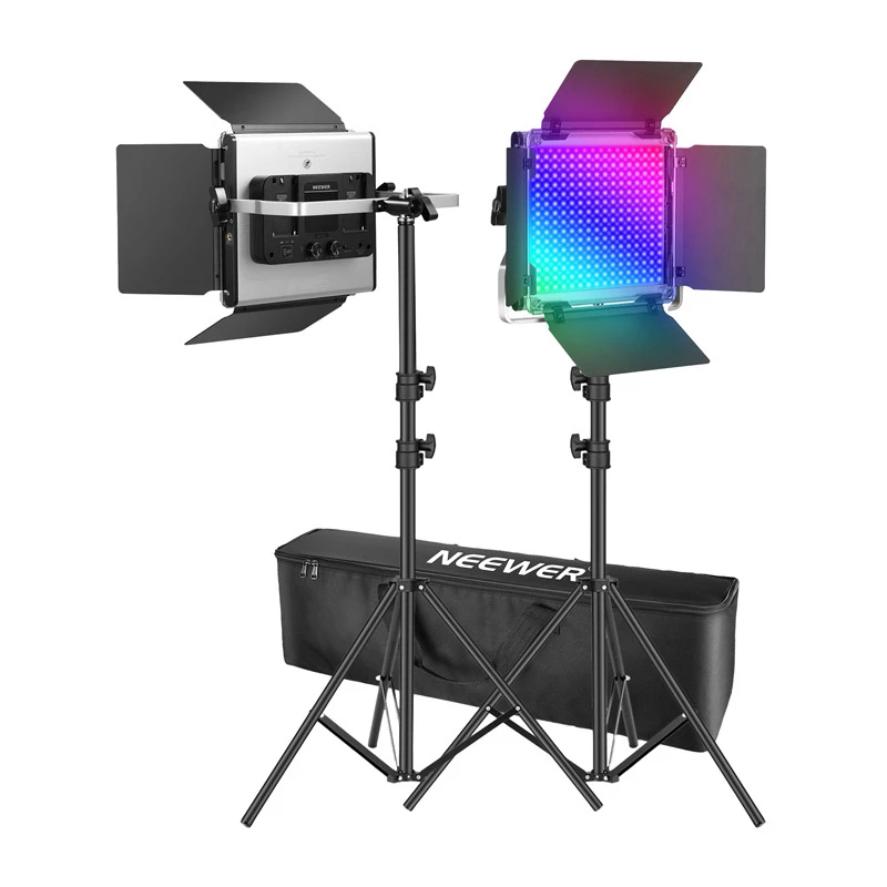 NEEWER 2×660 PRO II RGB LED Video Light Kit koos 2×200cm valgustusalusega