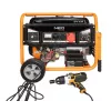 NEO TOOLS 04-732 Kolmefaasiline bensiinigeneraator 7.5 kW koos AVR-iga, elektriline käivitus, ratastega