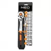 NEO Tools 10-020 219-osaline kroomvanaadiumist pistikukomplekt 1/4 inch, 3/8 inch, 1/2 inch ajamite, pöördmutrivõtmete, otsikute, mutrivõtmete ja kuuskantvõtmetega
