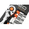 NEO Tools 10-030 219-osaline 1/4 tolli, 3/8 tolli, 1/2 tolli pesa- ja mutrivõtmete komplekt rihvelvõtmete, otsikute ja tarvikutega plastkohvris