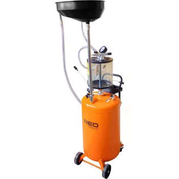 NEO TOOLS 10-811 Mobiilne pneumaatiline õli väljatõmbamise masin koos kontrollpaagiga, 80L põhipaak, 10L kontrollpaak, 6-8 baari õhurõhk, 4 pöördratast