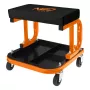 NEO TOOLS 11-604 veerev tööpingi väljaheide tööriistariiuliga, pneumaatiline kõrguse reguleerimine 380-500 mm, 135 kg koormus, 5 pöördratast, õlikindel vinüülist iste