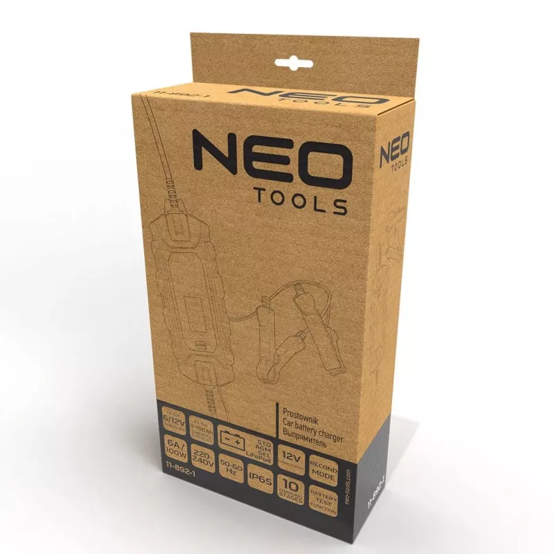 NEO Tools 11-892-1 sõiduki akulaadija krokodillklambrid, 15A, 12V/24V, paar
