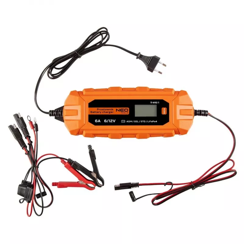 NEO Tools 11-892-1 sõiduki akulaadija krokodillklambrid, 15A, 12V/24V, paar