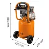 NEO TOOLS 12K010 Vertikaalne õliga määritud õhukompressor, 40 L paak, 230 V, 1,5 kW, 8 bar, 206 L/min imemine, rataste ja käepidemega