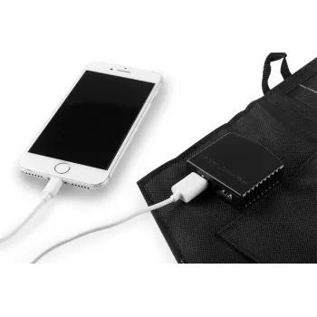 NEO TOOLS 15W kokkupandav päikeselaadija USB-A ja USB-C väljunditega, monokristallpaneel, IPX4 veekindel, must