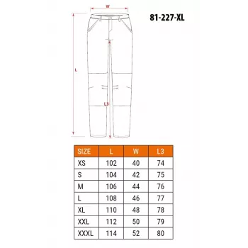 NEO Tools 81-227-XL Kaitsetööpüksid, hall/must, suurus XL, 267 g/m² polüpuuvill, tugevdatud põlved, EN ISO 13688