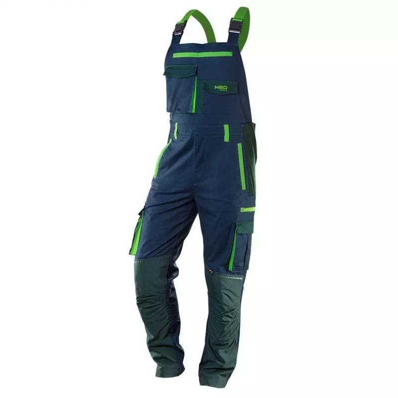 NEO Tools 81-246-M Tööpüksid põlvekaitsmete taskutega, suurus M, hall/oranž, 65% polüester 35% puuvill, 245 g/m²