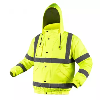 NEO TOOLS 81-712-XL kõrge nähtavusega kergelt isoleeritud bomber-tööjakk, fluorestsentskollane, suurus XL, EN ISO 20471 klass 3