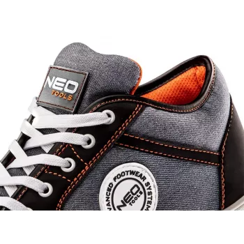NEO TOOLS 82-116 S1P SRC terasest ninaga turvajalatsid, suurus 42, must/hall oranžide aktsentidega