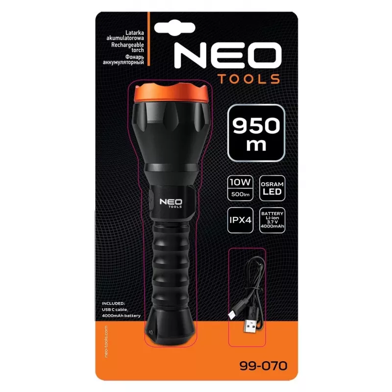 NEO TOOLS 99-070 XPE + COB LED pealamp liikumisanduriga, 120 lm, IPX4, 3x AAA