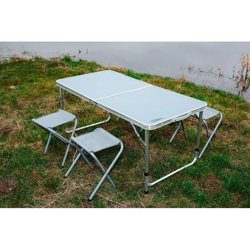 NEO TOOLS Camping Set: Table & 4 Chairs, Foldable in Case