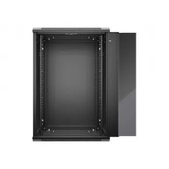 NETRACK 019-180-645-022 Seinale riputatav kapp 19 inch 18U 450mm Klaasuks Must Eemaldatavad külgpaneelid