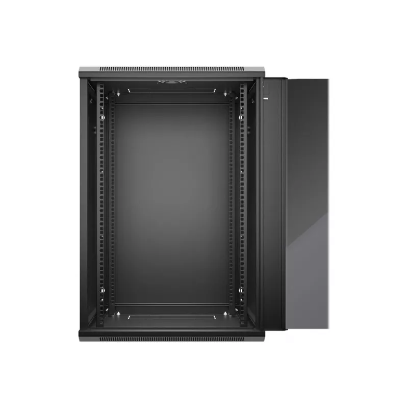 NETRACK 019-180-645-022 Seinale riputatav kapp 19 inch 18U 450mm Klaasuks Must Eemaldatavad külgpaneelid