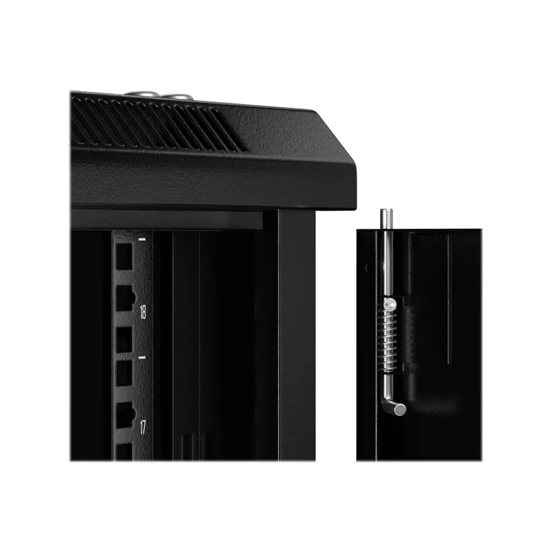NETRACK 019-180-645-022 Seinale riputatav kapp 19 inch 18U 450mm Klaasuks Must Eemaldatavad külgpaneelid
