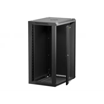 NETRACK 019-180-645-022 Seinale riputatav kapp 19 inch 18U 450mm Klaasuks Must Eemaldatavad külgpaneelid