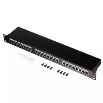 Netrack 104-07 24-Port Cat.5e UTP Patch Panel 19 inch 1U Black