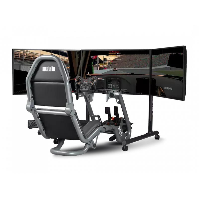 Next Level Racing põrandaalus ümmarguse toruga vabaltseisev ühe monitori alus kuni 3x43 tolli kõrguse reguleerimise ja kallutamisega maksimaalne kandevõime 50 kg must