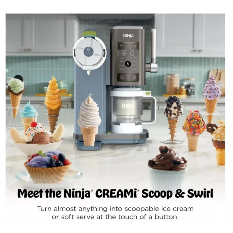 Ninja Creami Scoop & Swirl 13-in-1 jäätise- ja jääjoogimasin 0.48L sinine EU NC702EU