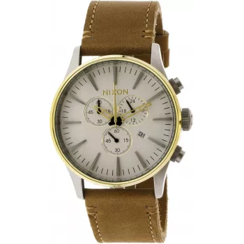 NIXON A4052548 Meeste 42mm roostevabast terasest kell musta nahkrihmaga