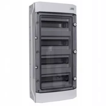 NOARK Pindpaigaldatav plastkarp, IP65, 4 rida, 48 moodulit, läbipaistev uks, hall