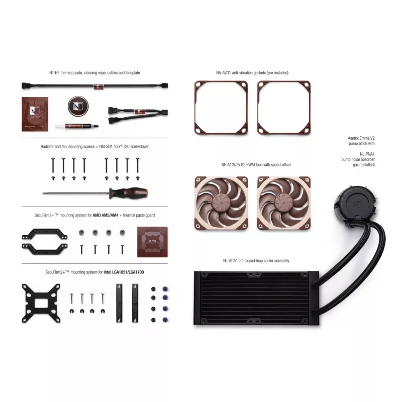 Noctua NL-LC1-24 Madala Profiiliga CPU Õhujahuti AMD AM4 (Ryzen) jaoks - Must/Pruun