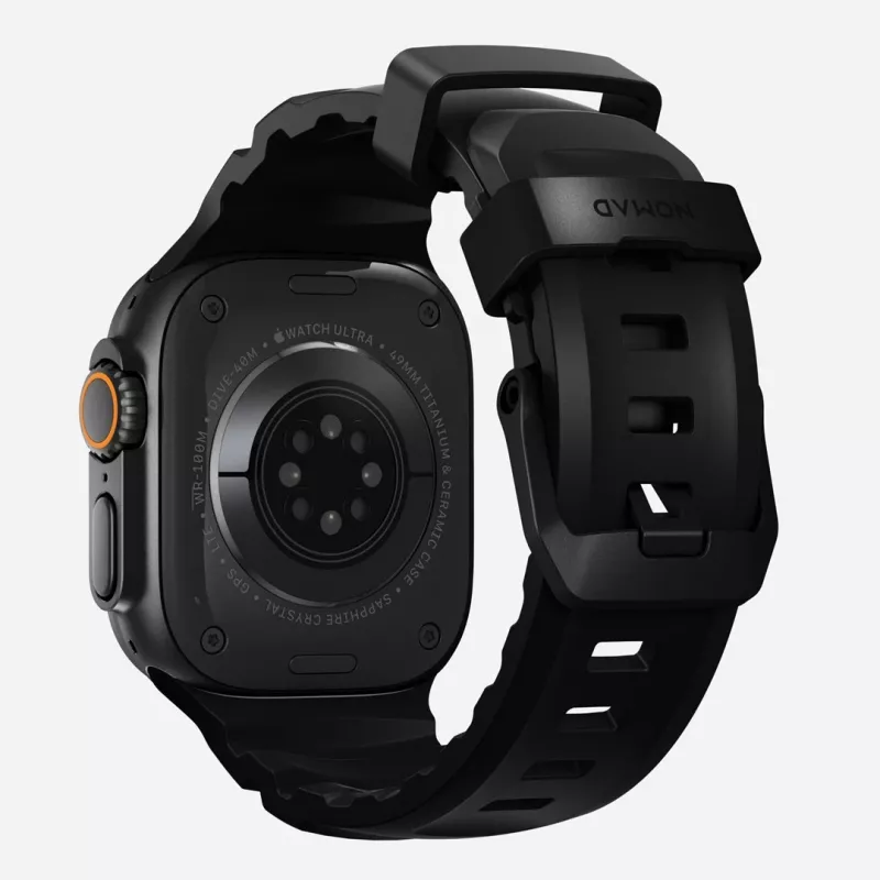 NOMAD Rocky Point Band for Apple Watch 46mm/49mm with FKM and Titanium (Carbon Black, Black Hardware)
