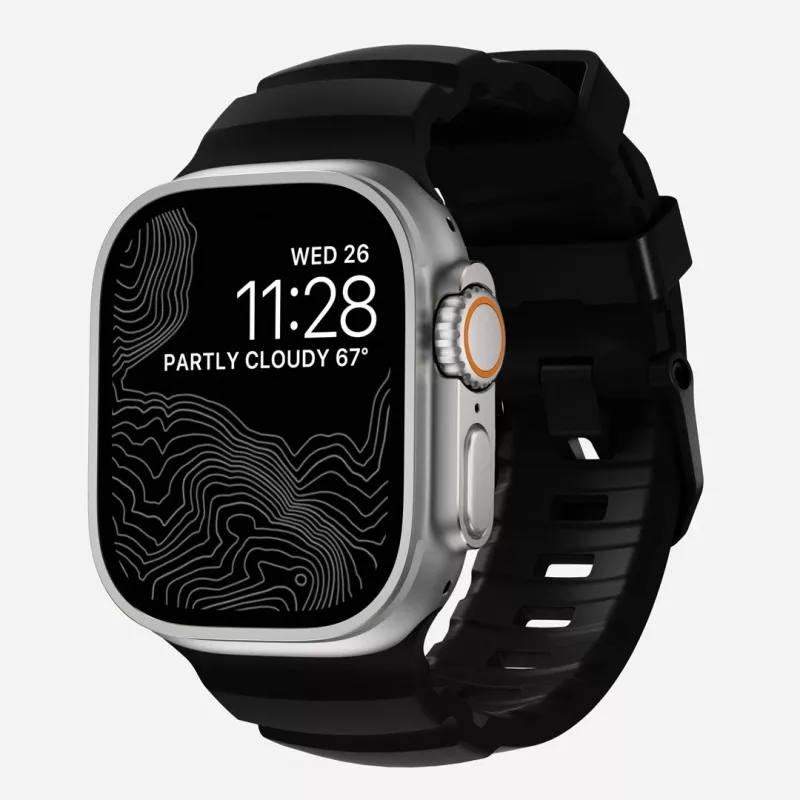 NOMAD Rocky Point Band for Apple Watch 46mm/49mm with FKM and Titanium (Carbon Black, Black Hardware)