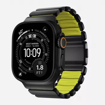 NOMAD Stratos Band - Titaanist käevõru Apple Watch 49mm jaoks koos FKM-iga (Must titaan, Volt FKM)