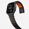 NOMAD Stratos Band - Titaanist käevõru Apple Watch 49mm jaoks FKM-iga (Must titaan, Ultra Orange FKM)