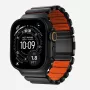 NOMAD Stratos Band - Titaanist käevõru Apple Watch 49mm jaoks FKM-iga (Must titaan, Ultra Orange FKM)