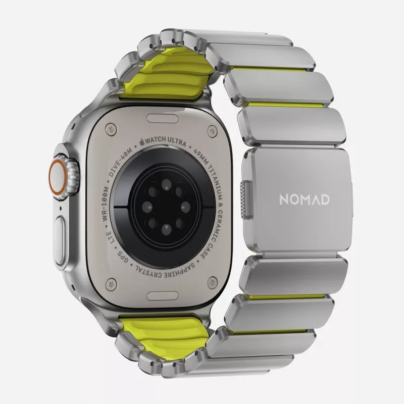NOMAD Stratos Band - Titaanist käevõru Apple Watch 49mm jaoks FKM-iga (Natural Titanium, Volt FKM)