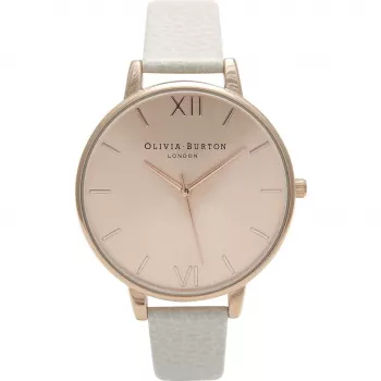 Olivia Burton Naiste Suure Sihtkella Kvartskell OB13BD11 - 38mm Roosakuld ja Hall Nahk